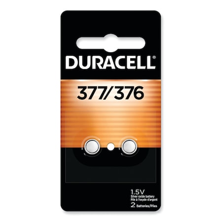 DURACELL Button Cell Battery, 376/377, 1.5 V, PK2 DURD377B2PK